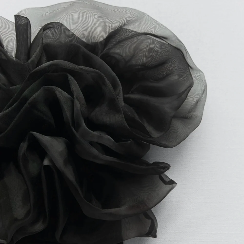 Zara top bandeau tulle black cropped blouse - Picture 8 of 9